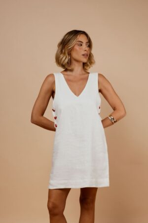 Vestido Curto Linho Cerâmica Off White
