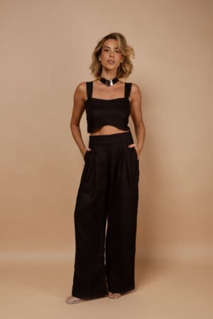 Calça Alfaiataria Preto/Off White